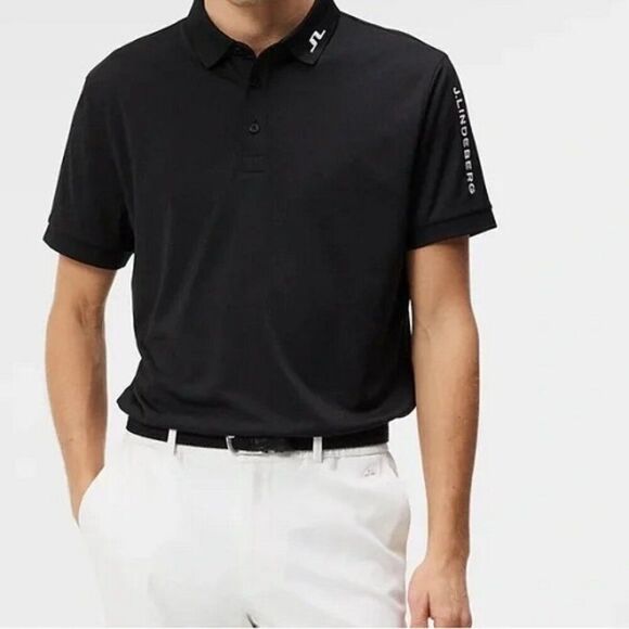J.Lindeberg Tour Tech Golf Polo Shirt Black Men's Size XS NWT - Picture 3 of 6